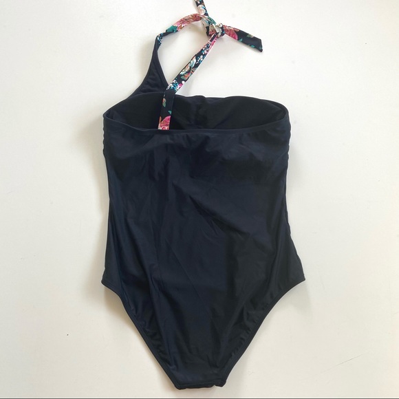 Kona Sol Black One-Shoulder Tie Floral One-Piece Swimsuit - Picture 5 of 10